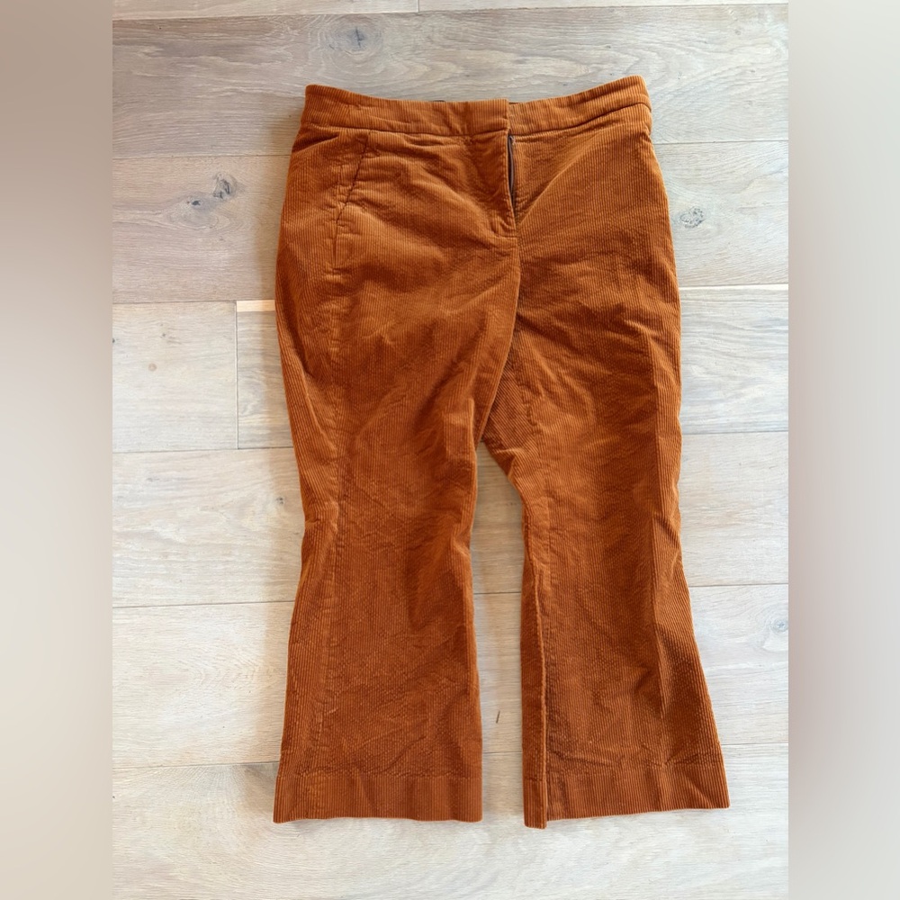 J. Crew Hayden Corduroy cotton blend kick out crop flare pants in Camel - sz 12
